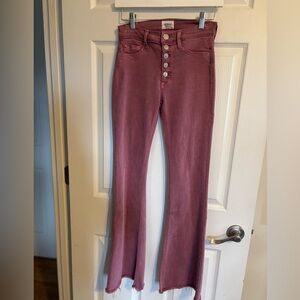 High-Waisted Button-Fly Jeans in Mauve